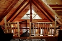 Spiral staircase up to the loft bedroom.