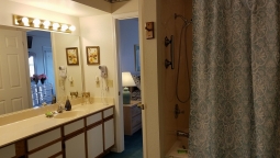 Large Master Bathroom has a Jetted Tub/Shower and Toilet.