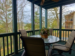 Relax on the screened-in deck and take in the beautiful bluffs over Lake Taneycomo when the leaves are off the trees.