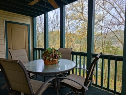 Relax on the screened-in deck and take in the beautiful bluffs over Lake Taneycomo when the leaves are off the trees.